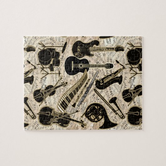 Noten und Instrumente Black/Gold ID481 Puzzle (Horizontal)