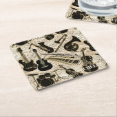 Noten und Instrumente Black/Gold ID481 Rechteckiger Pappuntersetzer (angewinkelt)