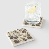 Noten und Instrumente Black/Gold ID481 Steinuntersetzer (Seitenansicht)