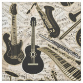 Noten und Instrumente Black/Gold ID481 Stoff (Muster)