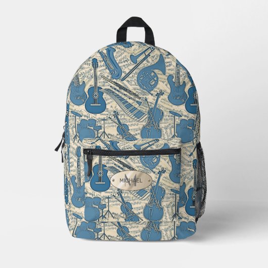 Noten und Instrumente Blue/Ivory ID481 Bedruckter Rucksack (Vorderseite)