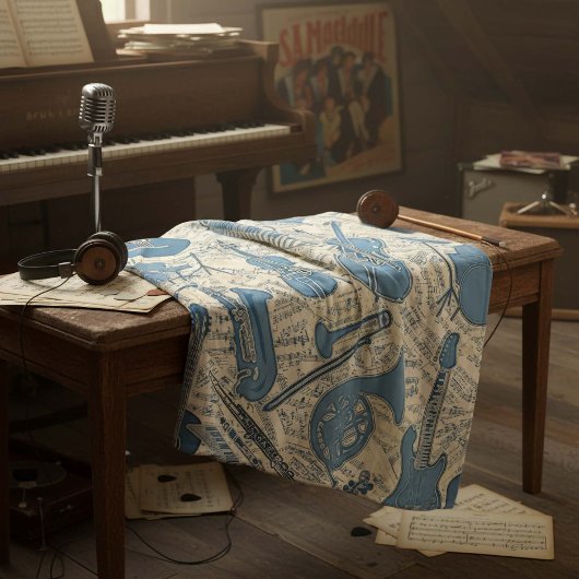 Noten und Instrumente Blue/Ivory ID481 Fleecedecke