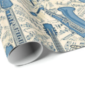 Noten und Instrumente Blue/Ivory ID481 Geschenkpapier (Rolleneckpunkt)