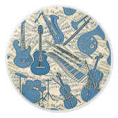 Noten und Instrumente Blue/Ivory ID481 Keramikknauf (Vorderseite)