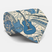 Noten und Instrumente Blue/Ivory ID481 Krawatte (Gerollt)