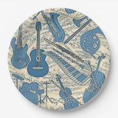Noten und Instrumente Blue/Ivory ID481 Pappteller (Vorderseite)