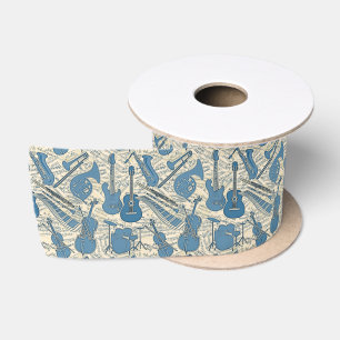 Noten und Instrumente Blue/Ivory ID481 Satinband