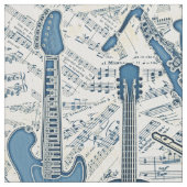 Noten und Instrumente Blue/Ivory ID481 Stoff (Nahaufnahme)