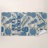 Noten und Instrumente Blue/Ivory ID481 Strandtuch (Vorderseite)