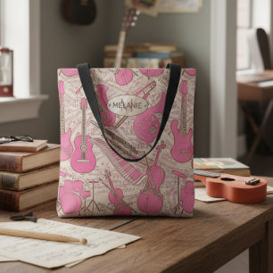 Noten und Instrumente Pink/Elfenbein ID481 Tasche