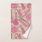 Noten und Instrumente Rosa/Elfenbeinküste ID481 Badhandtuch Set (Handtuch)