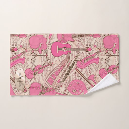 Noten und Instrumente Rosa/Elfenbeinküste ID481 Badhandtuch Set (Handtuch)