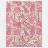 Noten und Instrumente Rosa/Elfenbeinküste ID481 Fleecedecke (Vorderseite)