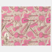 Noten und Instrumente Rosa/Elfenbeinküste ID481 Fleecedecke (Vorderseite (Horizontal))