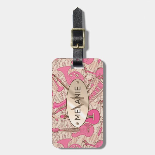 Noten und Instrumente Rosa/Elfenbeinküste ID481 Gepäckanhänger (Vorderseite vertikal)