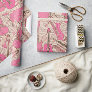 Noten und Instrumente Rosa/Elfenbeinküste ID481 Geschenkpapier