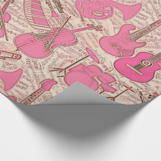 Noten und Instrumente Rosa/Elfenbeinküste ID481 Geschenkpapier (Ecke)