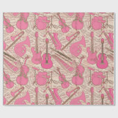 Noten und Instrumente Rosa/Elfenbeinküste ID481 Geschenkpapier (Flach)