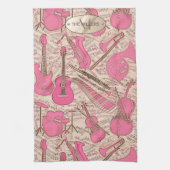 Noten und Instrumente Rosa/Elfenbeinküste ID481 Geschirrtuch (Vertikal)