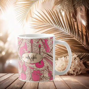 Noten und Instrumente Rosa/Elfenbeinküste ID481 Kaffeetasse