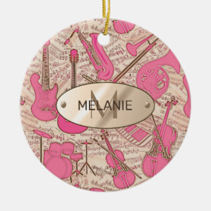 Noten und Instrumente Rosa/Elfenbeinküste ID481 Keramik Ornament