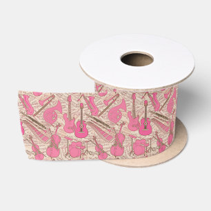Noten und Instrumente Rosa/Elfenbeinküste ID481 Satinband
