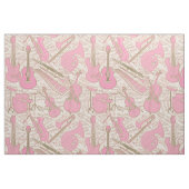 Noten und Instrumente Rosa/Elfenbeinküste ID481 Stoff (Fat Quarter (45,7 x 55,9 cm))