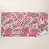 Noten und Instrumente Rosa/Elfenbeinküste ID481 Strandtuch (Vorderseite)