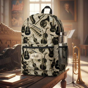 Noten und Instrumente Schwarz/Gold ID481 Bedruckter Rucksack