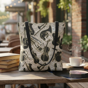 Noten und Instrumente Schwarz/Gold ID481 Tasche