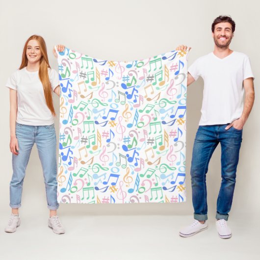 Noten und Symbole Muster pastellfarben.w Fleecedecke (Beispiel)