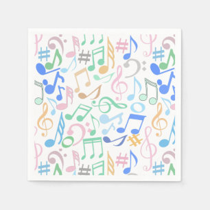 Noten und Symbole Muster pastellfarben.w Serviette