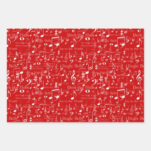 Noten und Symbole, Weihnachtslieder Geschenkpapier Set (Vorderseite 3)