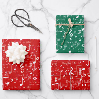 Noten und Symbole, Weihnachtslieder Geschenkpapier Set