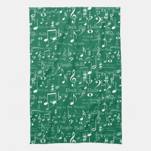 Noten und Symbole, Weihnachtslieder Geschirrtuch (Vertikal)