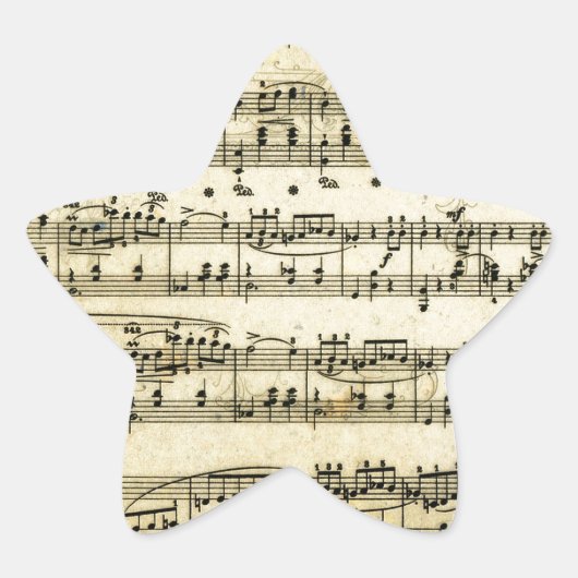 Notenblatt für antike Musik Stern-Aufkleber (Vorderseite)