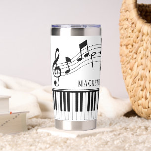 Notenblatt für Klaviermusik mit individuellem Name Thermobecher