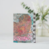 Notenblatt Herz Mixed Media Collage Postkarte (Stehend Vorderseite)