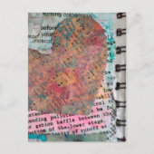 Notenblatt Herz Mixed Media Collage Postkarte (Vorderseite)