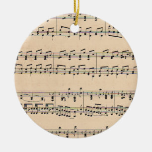 Notenblatt mit Vintage-Noten Keramik Ornament