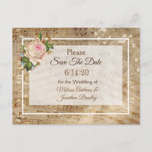 Notenblatt Save-the-Date Postkarte (Vorderseite)