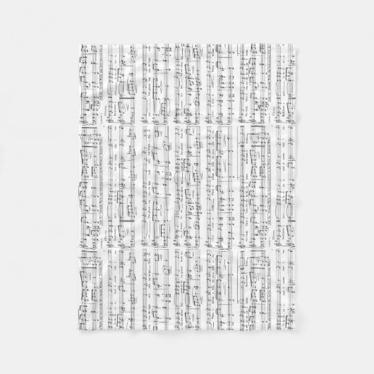 Notenen-Schwarzweiss-Muster Fleecedecke (Vorderseite)