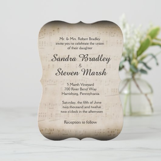 Notenhochzeit Einladung (Stehend Vorderseite)