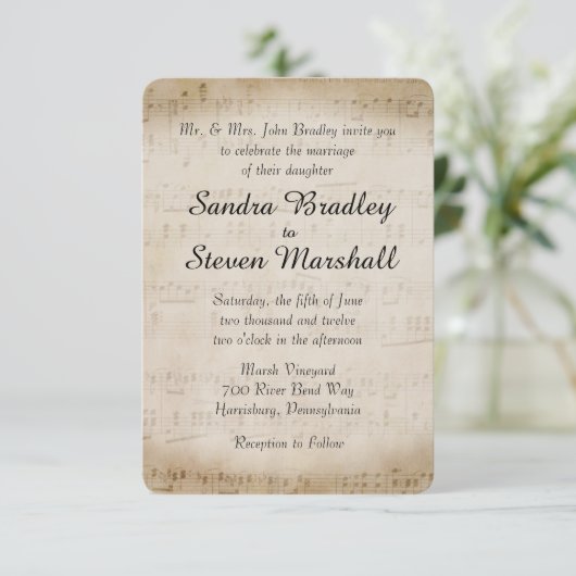 Notenhochzeit Einladung (Stehend Vorderseite)