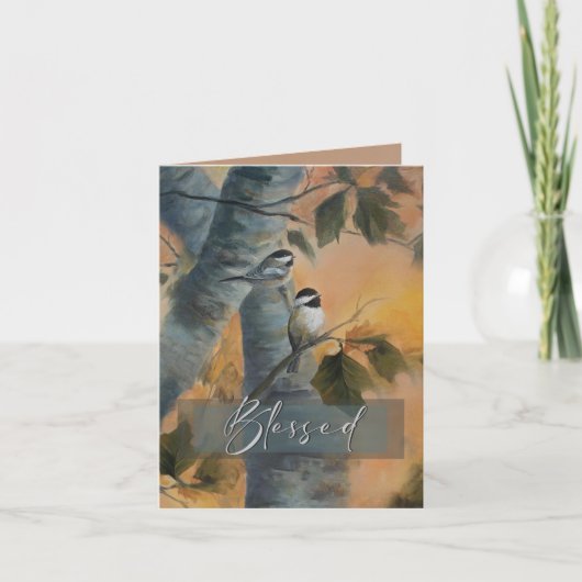Notenkarte für gesegnete Chickadees (Original) Dankeskarte (Vorderseite)