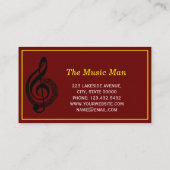 Notenlehrer White Treble Clef mit Notizen Visitenkarte (Rückseite)