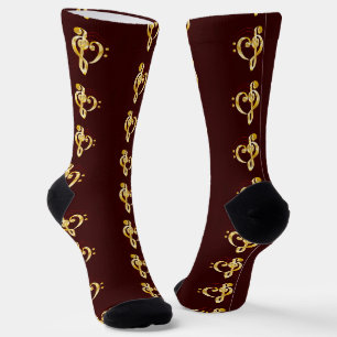 Notenlinien und Herz Violine und Bassschlüssel Socken
