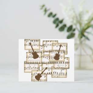 Notenpapier Gitarren Hintergrund Postkarte