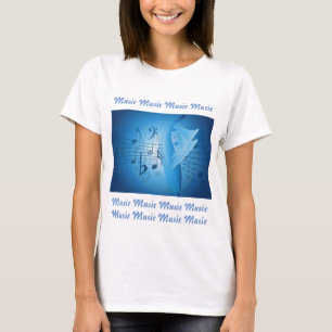 Notenzeichen und weiße Noten T-Shirt
