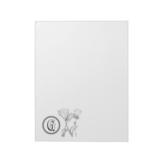 Notepad - Blume mit Monogramm Notizblock (Rotiert)